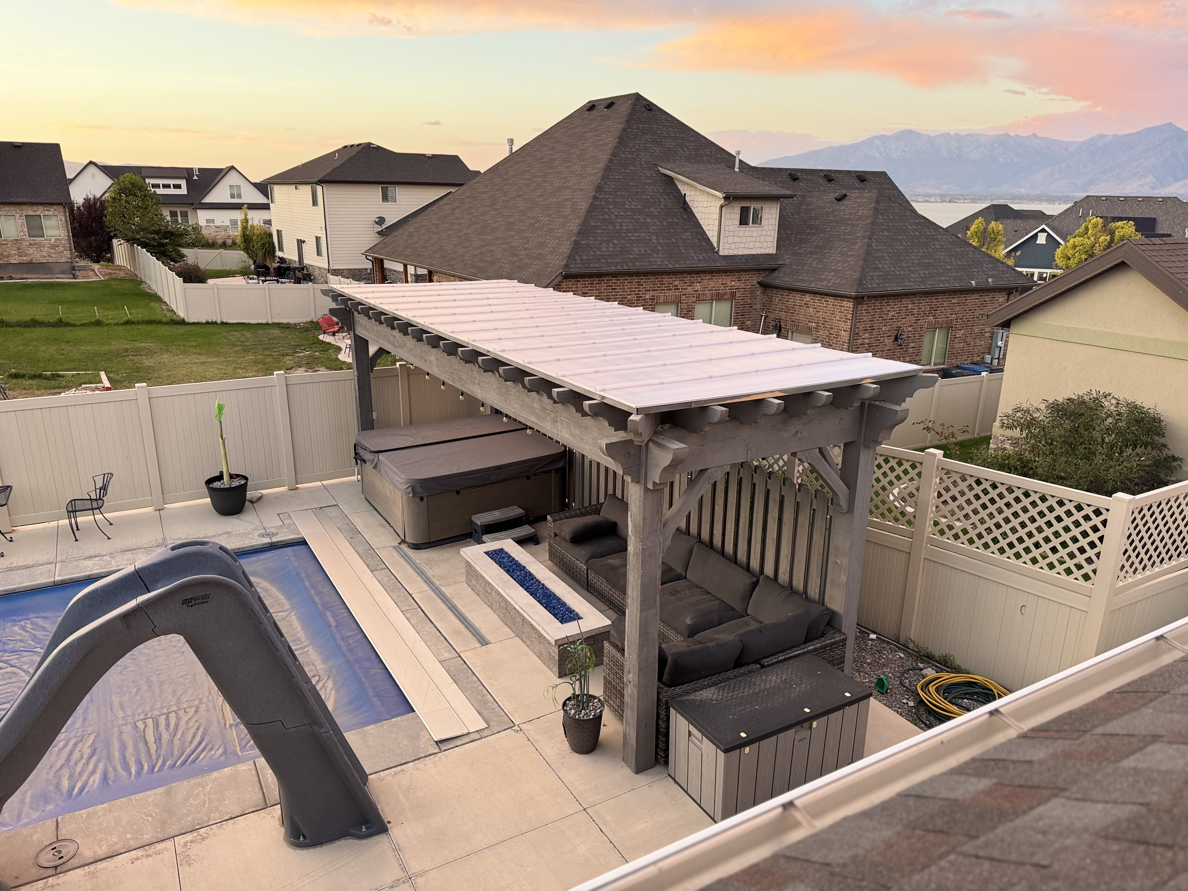 PergoGuard installed pergola Utah sunset